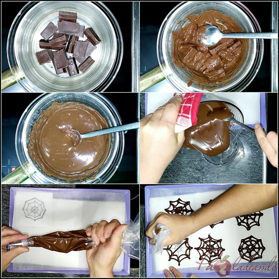 6. Paso a paso telarañas chocolate